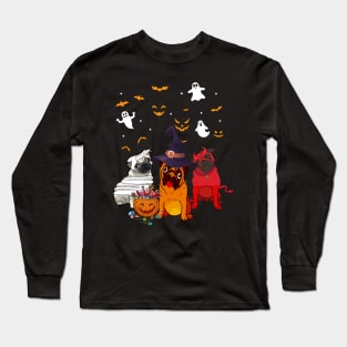 Funny Three Pug Halloween Long Sleeve T-Shirt